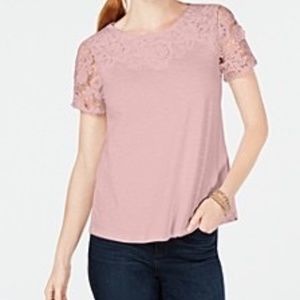 Charter Club Cotton Lace T-Shirt